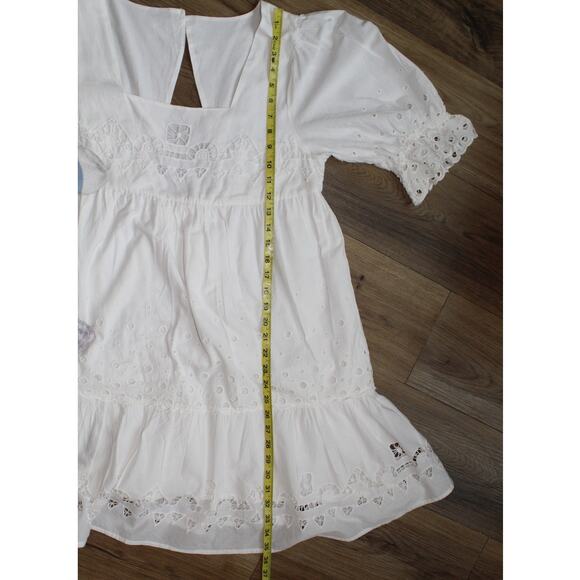 Anthropologie Forever That Girl Women's M White Eyelet Puff Sleeve Dress - Picture 5 of 7